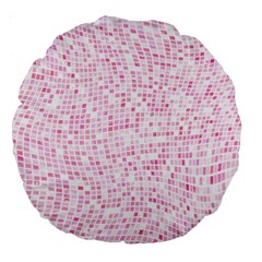 Pink And White Checkered Large 18  Premium Round Cushions by SpinnyChairDesigns