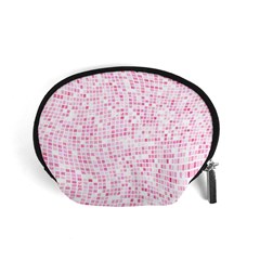 Pink And White Checkered Accessory Pouch (small) by SpinnyChairDesigns