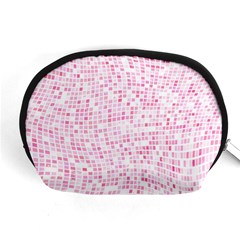 Pink And White Checkered Accessory Pouch (medium) by SpinnyChairDesigns