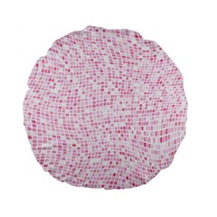 Pink And White Checkered Standard 15  Premium Flano Round Cushions by SpinnyChairDesigns