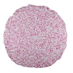 Pink And White Checkered Large 18  Premium Flano Round Cushions by SpinnyChairDesigns