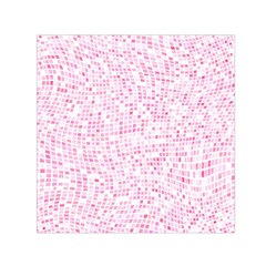 Pink And White Checkered Small Satin Scarf (square) by SpinnyChairDesigns