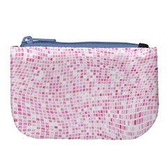 Pink And White Checkered Large Coin Purse by SpinnyChairDesigns