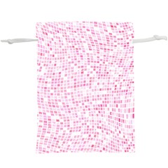 Pink And White Checkered  Lightweight Drawstring Pouch (xl) by SpinnyChairDesigns