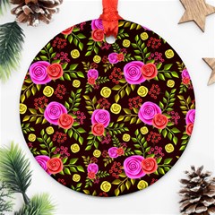 Background Rose Wallpaper Round Ornament (two Sides)