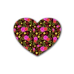 Background Rose Wallpaper Rubber Coaster (heart)  by HermanTelo