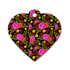 Background Rose Wallpaper Dog Tag Heart (two Sides)