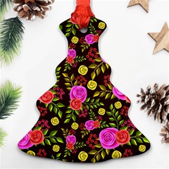 Background Rose Wallpaper Christmas Tree Ornament (two Sides)