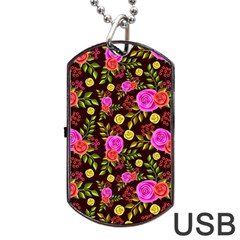 Background Rose Wallpaper Dog Tag Usb Flash (two Sides)