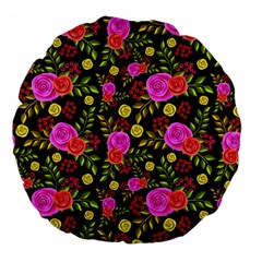 Background Rose Wallpaper Large 18  Premium Flano Round Cushions