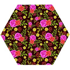 Background Rose Wallpaper Wooden Puzzle Hexagon