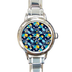 Geometric Hypnotic Shapes Round Italian Charm Watch by tmsartbazaar