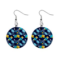 Geometric Hypnotic Shapes Mini Button Earrings by tmsartbazaar