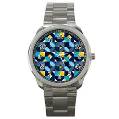 Geometric Hypnotic Shapes Sport Metal Watch by tmsartbazaar