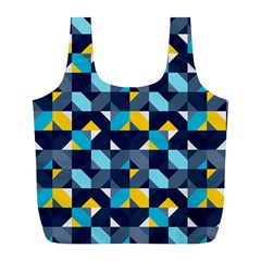 Geometric Hypnotic Shapes Full Print Recycle Bag (l) by tmsartbazaar