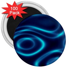 Blue Wavy 3  Magnets (100 Pack) by Sabelacarlos