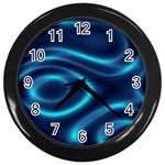 Blue Wavy Wall Clock (Black) Front