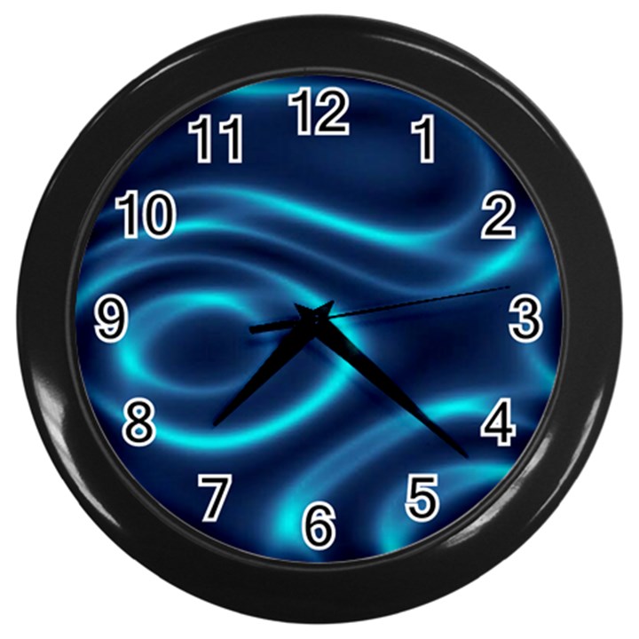 Blue Wavy Wall Clock (Black)