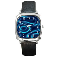 Blue Wavy Square Metal Watch by Sabelacarlos