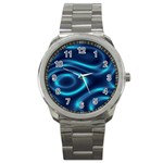 Blue Wavy Sport Metal Watch Front