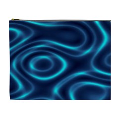 Blue Wavy Cosmetic Bag (xl) by Sabelacarlos