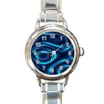 Blue Wavy Round Italian Charm Watch Front