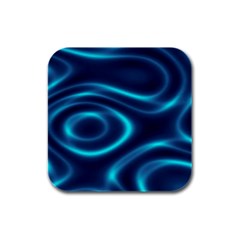 Blue Wavy Rubber Square Coaster (4 Pack)  by Sabelacarlos