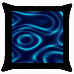 Blue Wavy Throw Pillow Case (black)