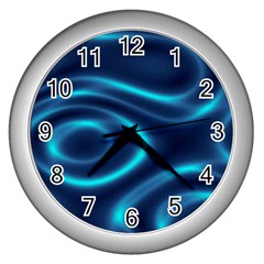 Blue Wavy Wall Clock (silver) by Sabelacarlos