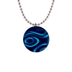 Blue Wavy 1  Button Necklace by Sabelacarlos