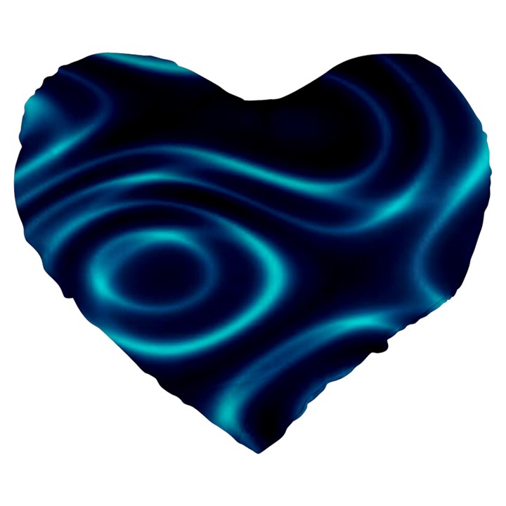 Blue Wavy Large 19  Premium Heart Shape Cushions