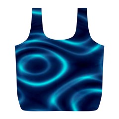 Blue Wavy Full Print Recycle Bag (l) by Sabelacarlos