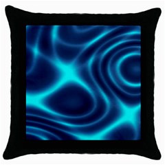 Blue Wave 2 Throw Pillow Case (black)