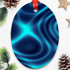 Blue Wave 2 Oval Ornament (two Sides)