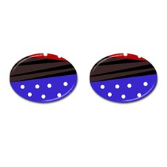 Mixed-lines-dots Black-bg Cufflinks (oval) by Casemiro