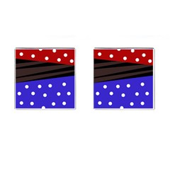 Mixed-lines-dots Black-bg Cufflinks (square) by Casemiro