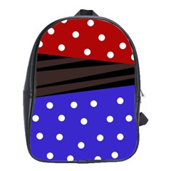 Mixed-lines-dots Black-bg School Bag (large) by Casemiro