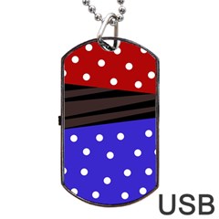 Mixed-lines-dots Black-bg Dog Tag Usb Flash (two Sides) by Casemiro