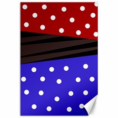 Mixed Polka Dots And Lines Pattern, Blue, Red, Brown Canvas 12  X 18  by Casemiro