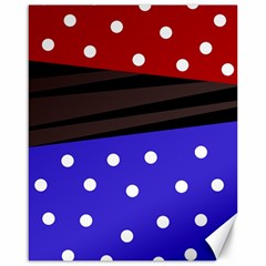 Mixed Polka Dots And Lines Pattern, Blue, Red, Brown Canvas 16  X 20  by Casemiro