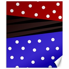 Mixed Polka Dots And Lines Pattern, Blue, Red, Brown Canvas 20  X 24  by Casemiro