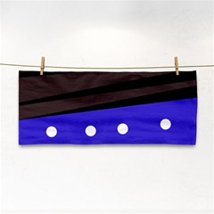 Mixed Polka Dots And Lines Pattern, Blue, Red, Brown Hand Towel by Casemiro