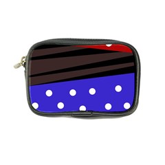 Mixed Polka Dots And Lines Pattern, Blue, Red, Brown Coin Purse by Casemiro