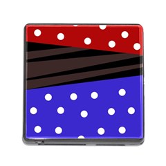 Mixed Polka Dots And Lines Pattern, Blue, Red, Brown Memory Card Reader (square 5 Slot) by Casemiro