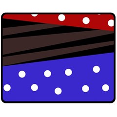 Mixed Polka Dots And Lines Pattern, Blue, Red, Brown Fleece Blanket (medium)  by Casemiro