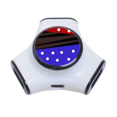 Mixed Polka Dots And Lines Pattern, Blue, Red, Brown 3-port Usb Hub by Casemiro