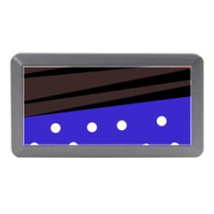 Mixed Polka Dots And Lines Pattern, Blue, Red, Brown Memory Card Reader (mini) by Casemiro