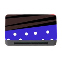 Mixed Polka Dots And Lines Pattern, Blue, Red, Brown Memory Card Reader With Cf by Casemiro