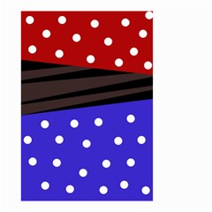 Mixed Polka Dots And Lines Pattern, Blue, Red, Brown Small Garden Flag (two Sides) by Casemiro