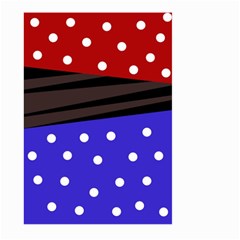 Mixed Polka Dots And Lines Pattern, Blue, Red, Brown Large Garden Flag (two Sides)